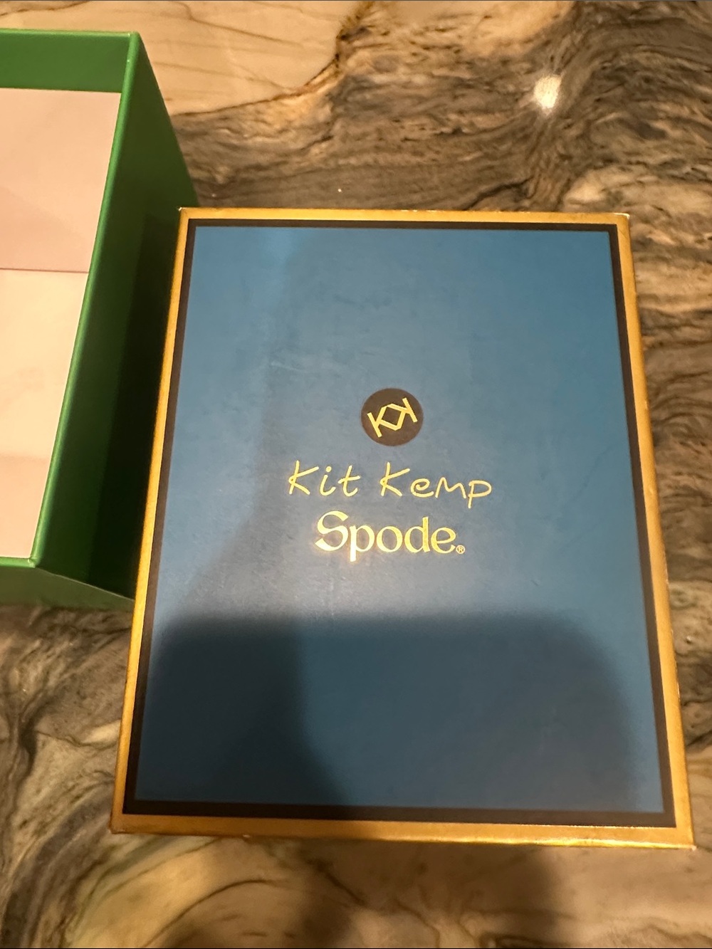 Spode Kit Kemp Blue and Gold Sofa So Good Coffee Mug